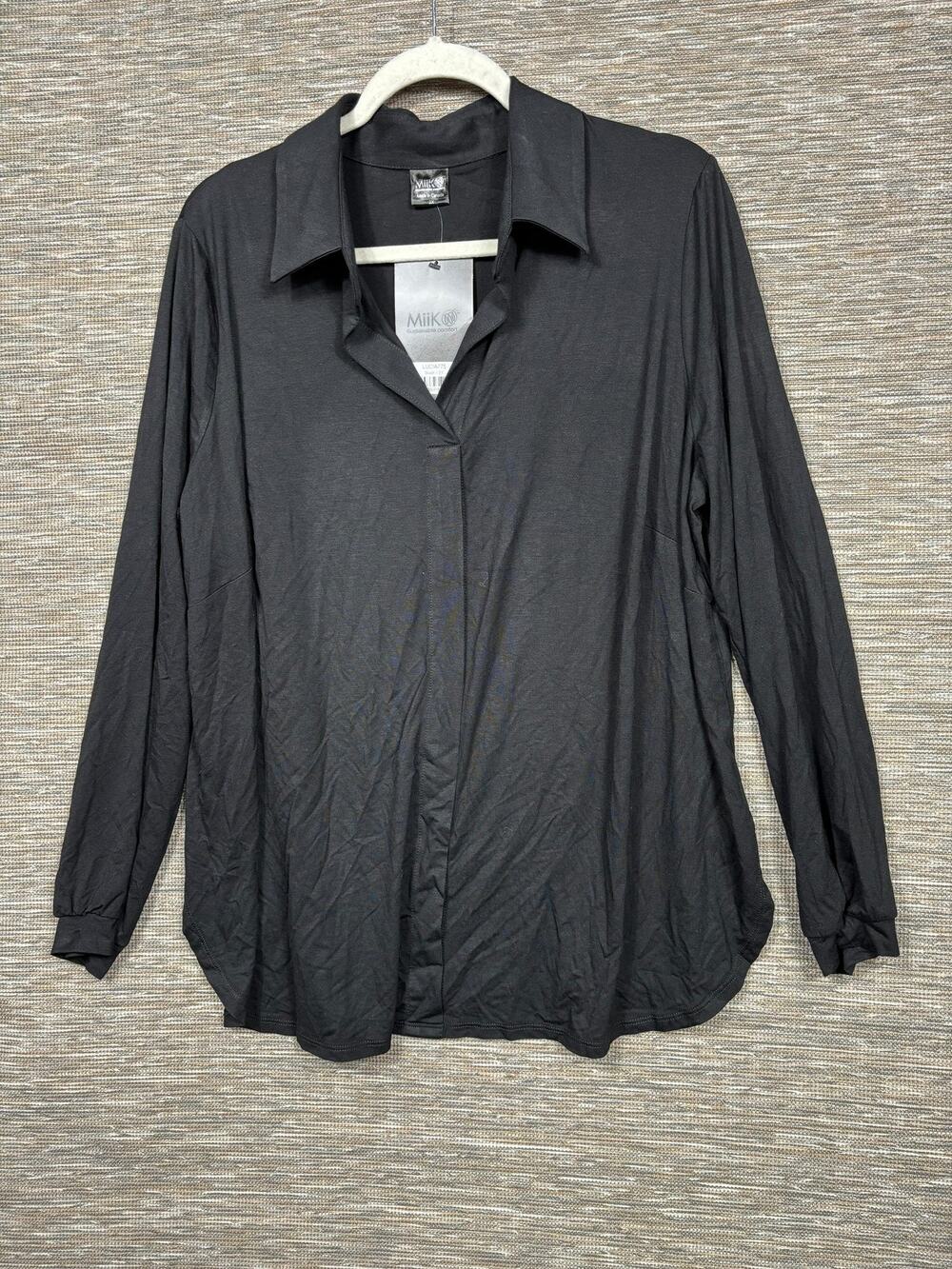Miik Blouse Womens 2X Black Lucia Collared Long Sleeve Tunic Top LUCIA775